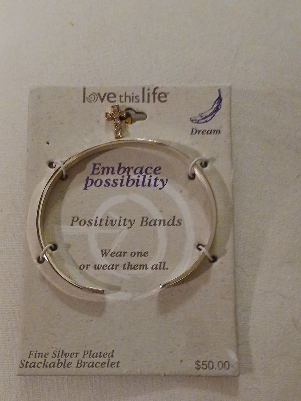 Love This Life Silver Positivity Band Bracelet - Embrace Possibility